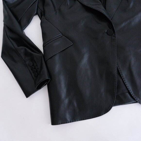 Generation Love New York Hudson Vegan Leather Black Single Button Blazer Xl - Picture 8 of 13